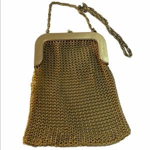 - Antique Whiting & Davis Gold brass chain mail bag